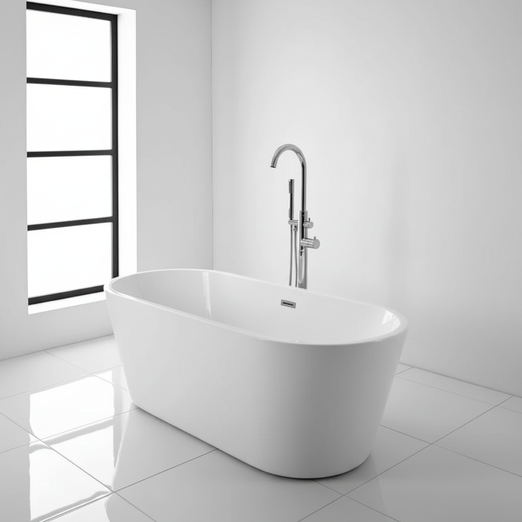 White Modern Square Bath