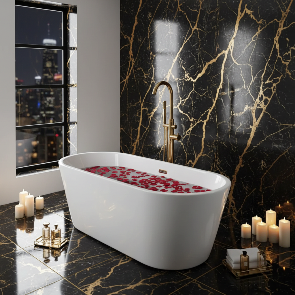 White Modern Square Bath